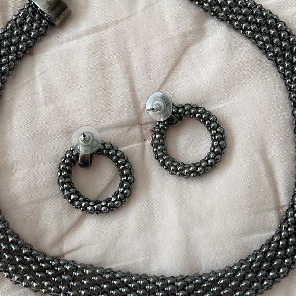 Jones New York necklace and earrings combo. Silver/pewter in color. Worn once! - Picture 5 of 5